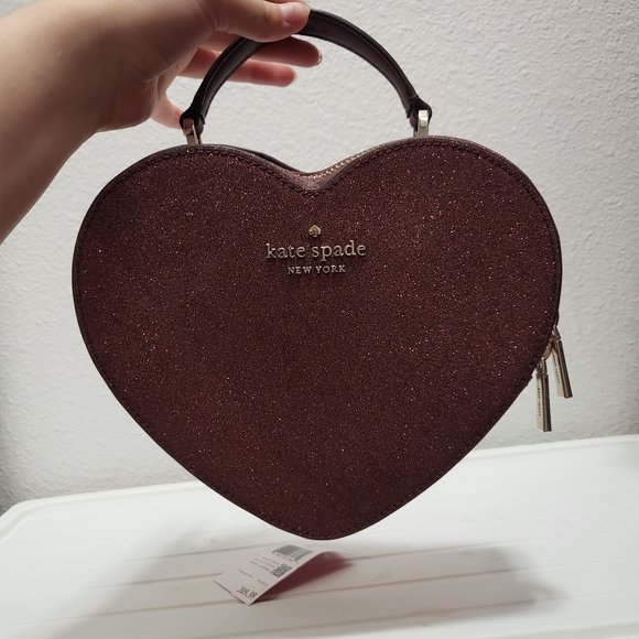 Kate Spade Heart-Shaped Glitter Bag - Raspberry - Picture 3 of 4